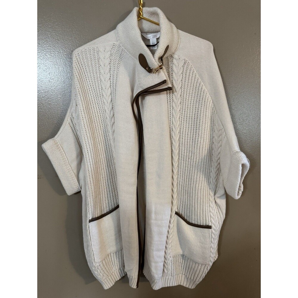 LC Lauren Conrad Ivory Cable Knit Cape Topper Poncho Shawl One Size NWT